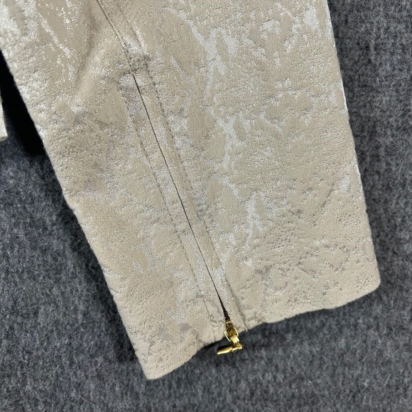 St John Womens Suit Set Ivory Blazer Pants Beige Snake Print Metallic Size 8 NWT - Picture 6 of 16